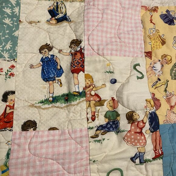 Handmade Baby Quilt 45x41 Patchwork - Picture 3 of 12